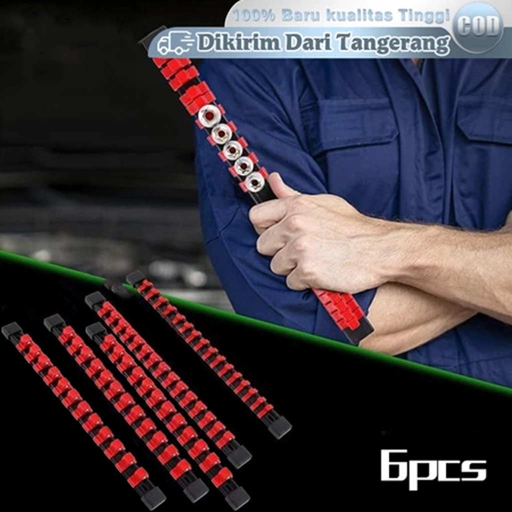 6pcs/Set Tools Socket Rail Tempat Mata Kunci Socket Socket Holder