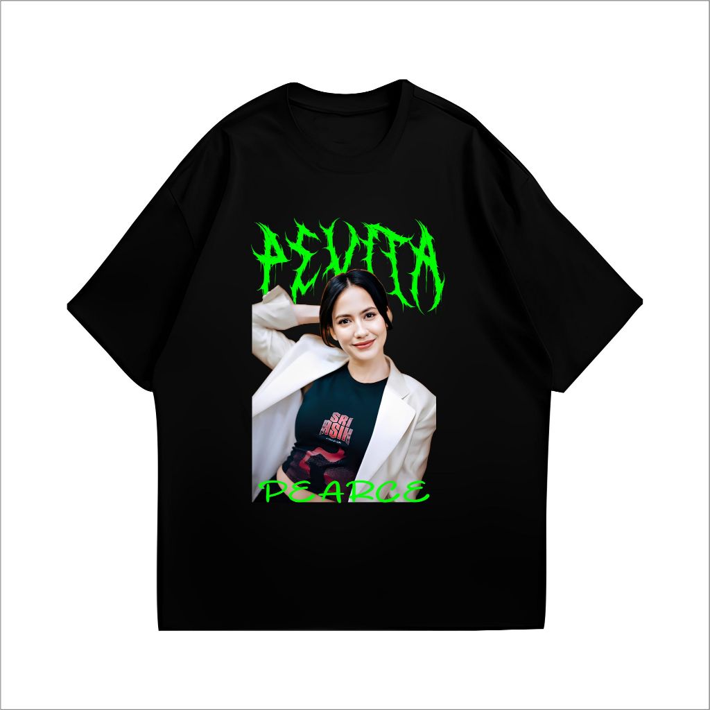 Apage T-Shirt Pevita Pearce Tgn vintage lengan pendek HITAM kaos distro unisex katun combed