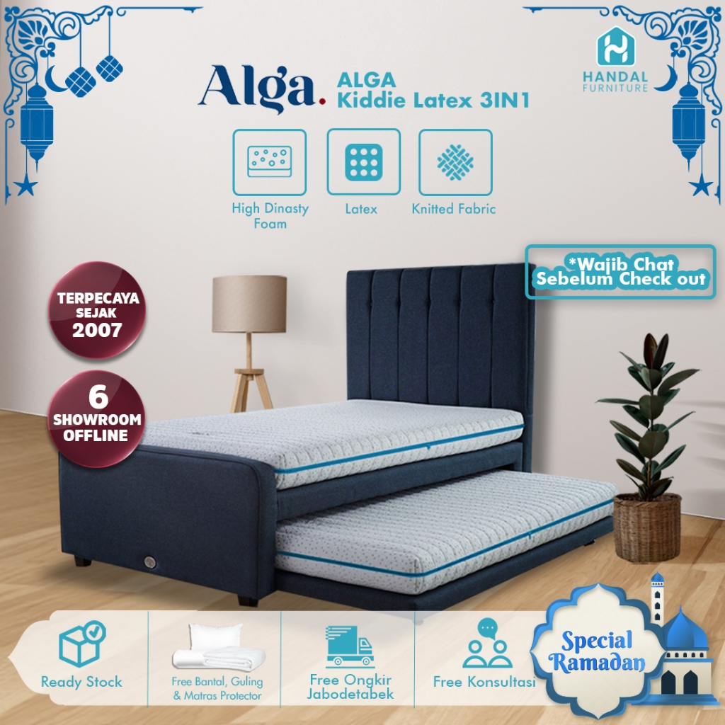 Kasur 3in1 Full Latex Alga Kiddie 100x200, 120x200, Anti Bakteri Medium Firm Padat Original Springbe
