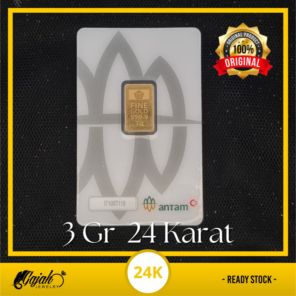 Logam Mulia Bersertifikat Antam Kadar 24 K Berat 3 Gram