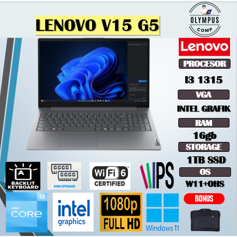 LENOVO V15 G5 I3 1315 16gb 1tb W11+OHS 15.6FHD IPS