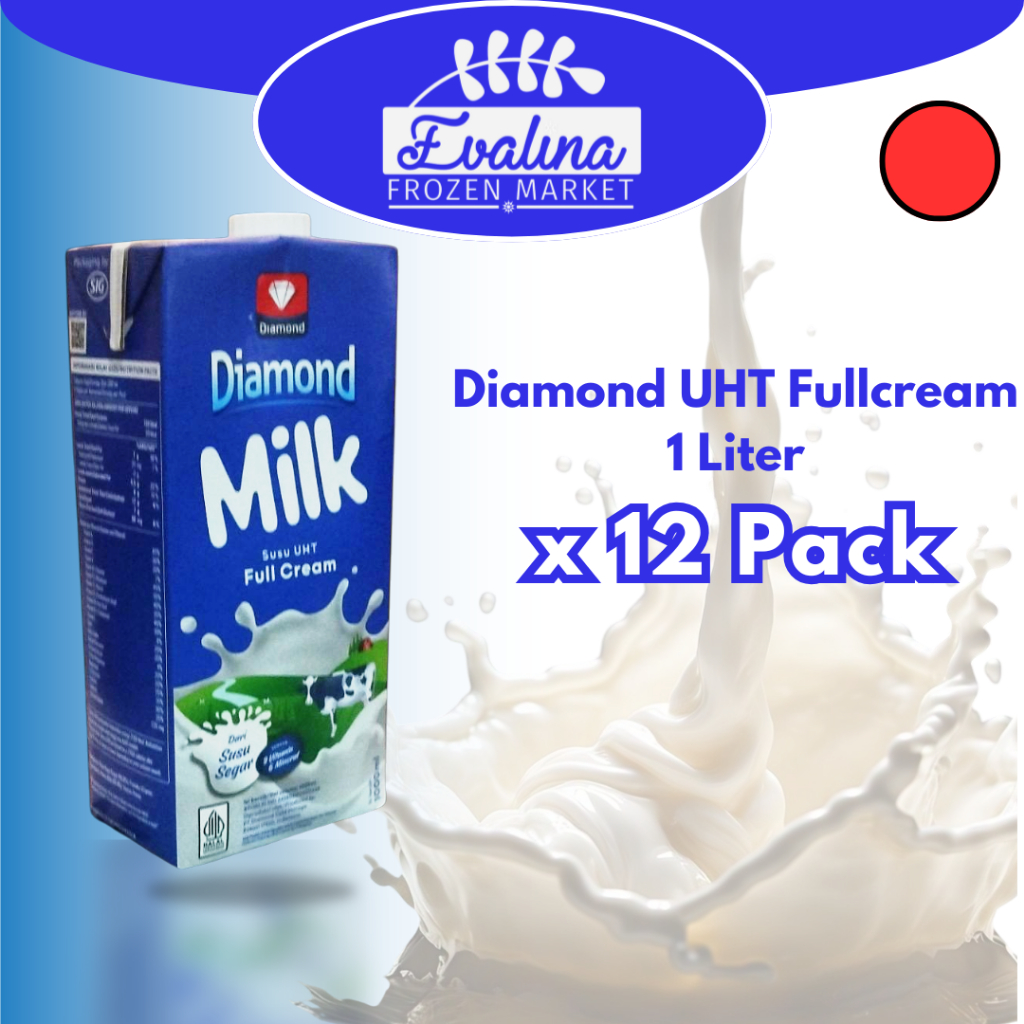 [KHUSUS INSTANT] Susu Diamond UHT 1 Liter Full Cream - 1 Karton Diamond Milk UHT FULL CREAM 1 Liter 
