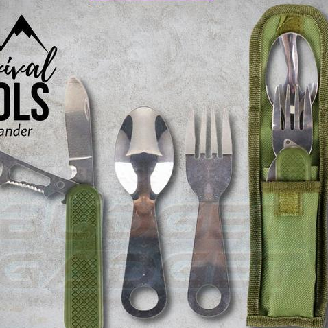 Consina - Outlander Sendok Garpu Pisau Lipat Camping Multitool Stainless Steel