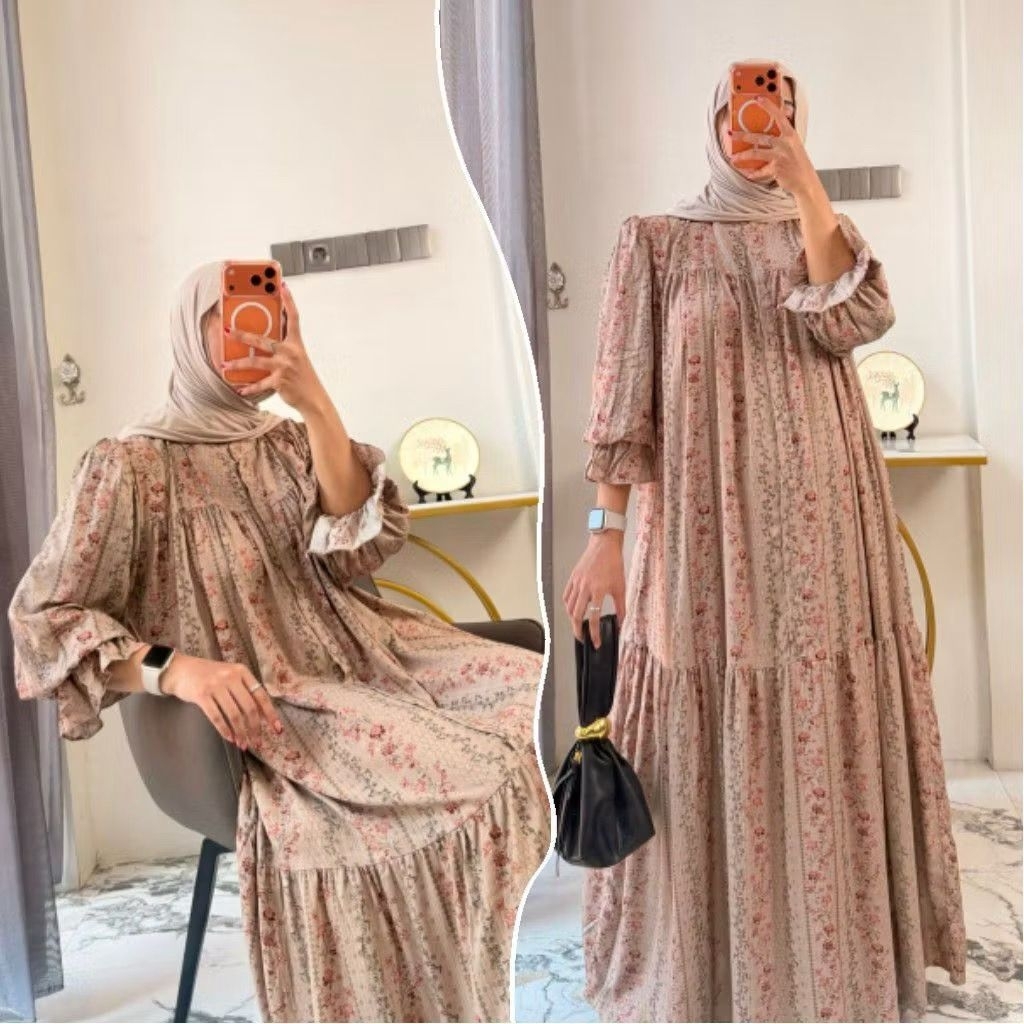 GAMIS DAVIA RAYON DRESS MUSLIM  WANITA JUMBO LD 120 MOTIF RAYON PREMIUM BUSUI FRIENDLY POLOS / GAMIS