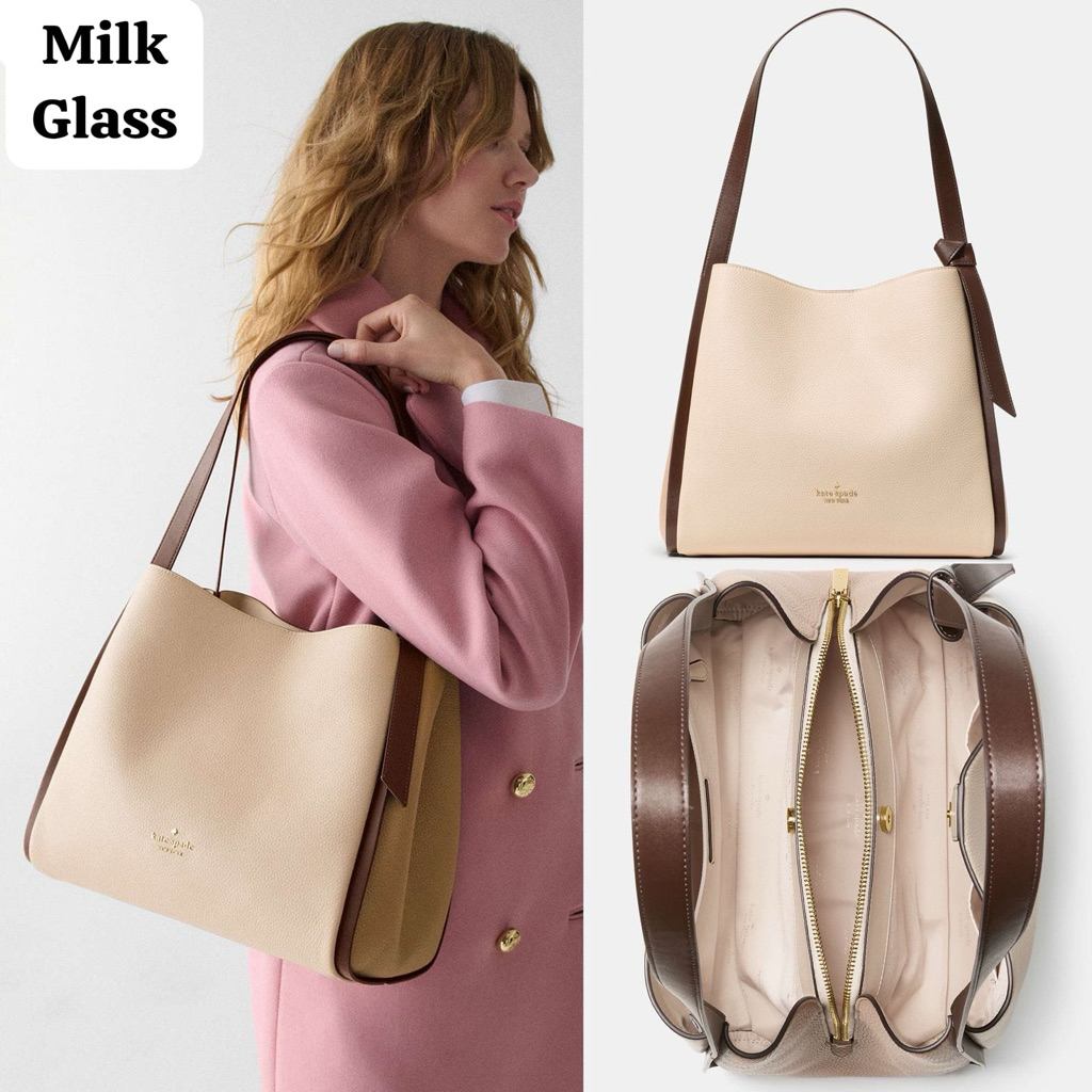 Tas Kate Spade Knott Large Carryall Tote Colorblocked Milk Glass AUTHENTIC