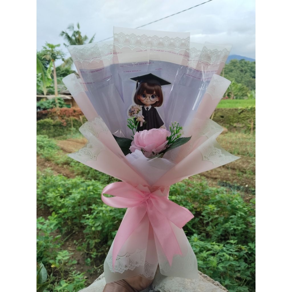 Buket wisuda topper / 10 slot wadah uang fraktis tinggal isi uang free kartu ucapan