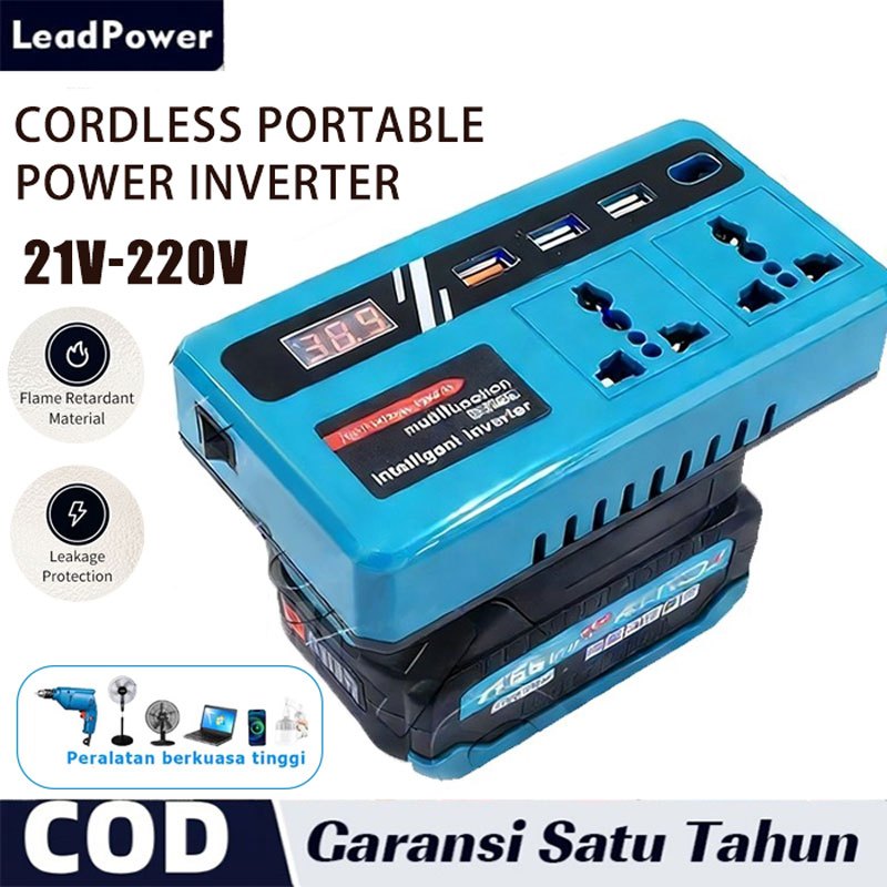 Power Inverter 21V ke 220V 150W - 3 USB Baterai Makita soket konverter daya multifungsi Pengisi daya