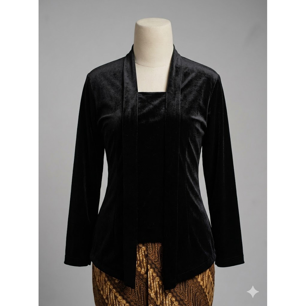 kebaya bludru hitam polos