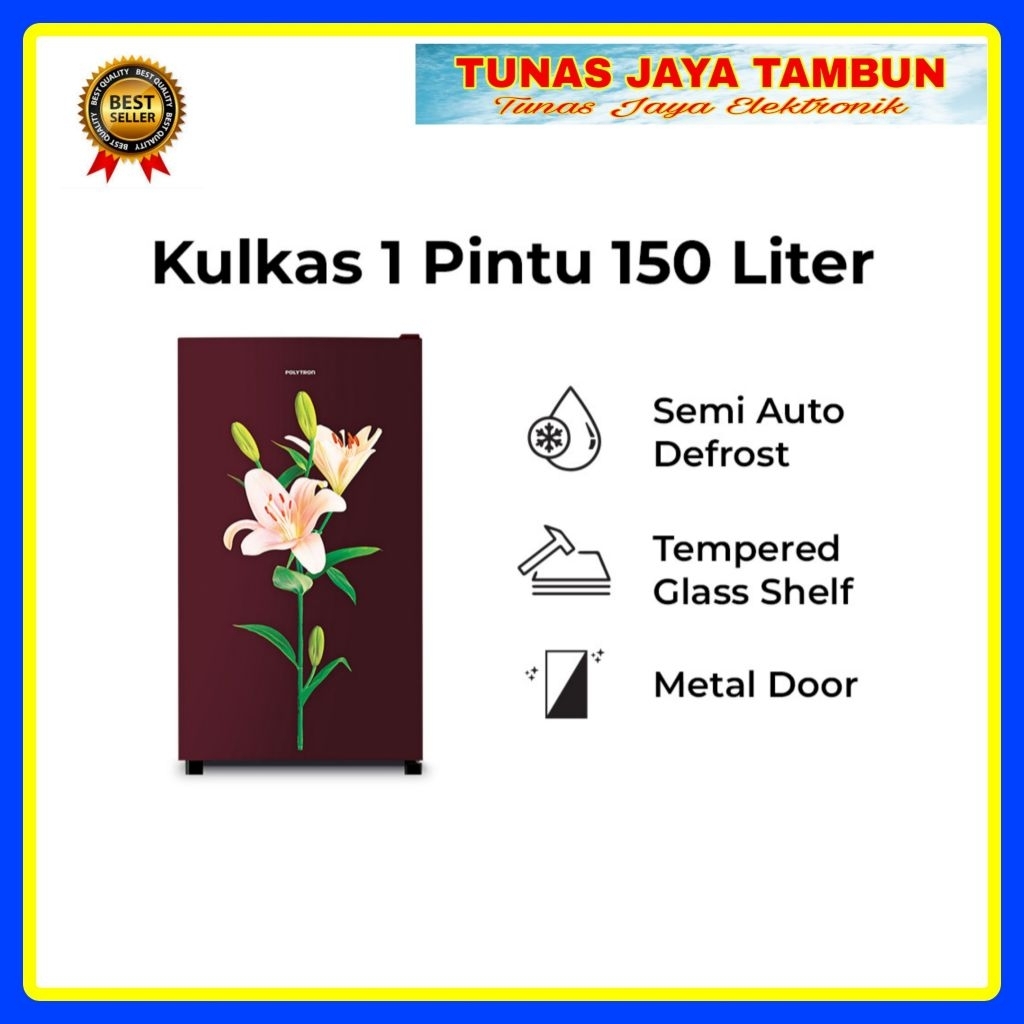 KULKAS POLYTRON PRB 157 LB / KULKAS POLYTRON 1 PINTU 150 LITER PRB 157  / POLYTRON PRB 157 PR