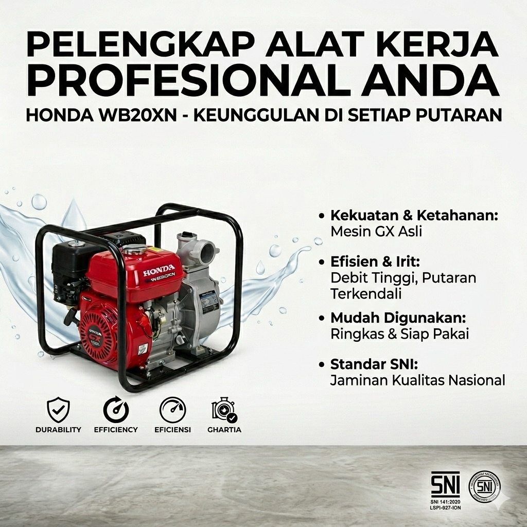 Pompa Air Irigasi Alkon Honda Asli WL20XN Mesin GX160 Terbaik Murah Barang Baru