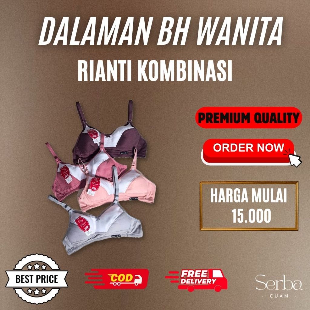 BRA WANITA RIANTI KOMBINASI MURAH BAGUS PREMIUM BAHAN HALUS DAN LEMBUT TIDAK GATAL