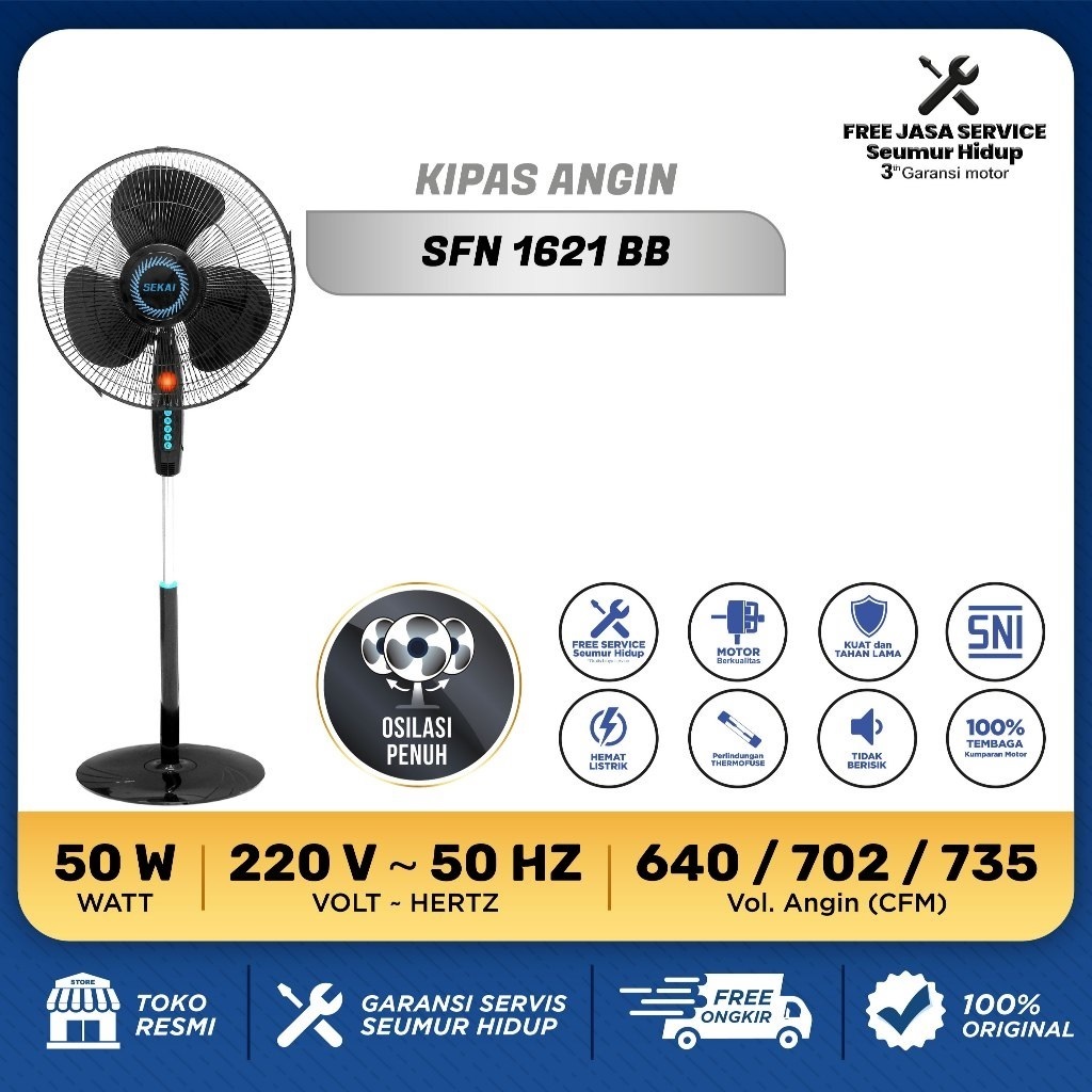 SEKAI Kipas Angin Berdiri / Stand Fan 16 Inch - SFN 1621 / Kipas Angin Berdiri