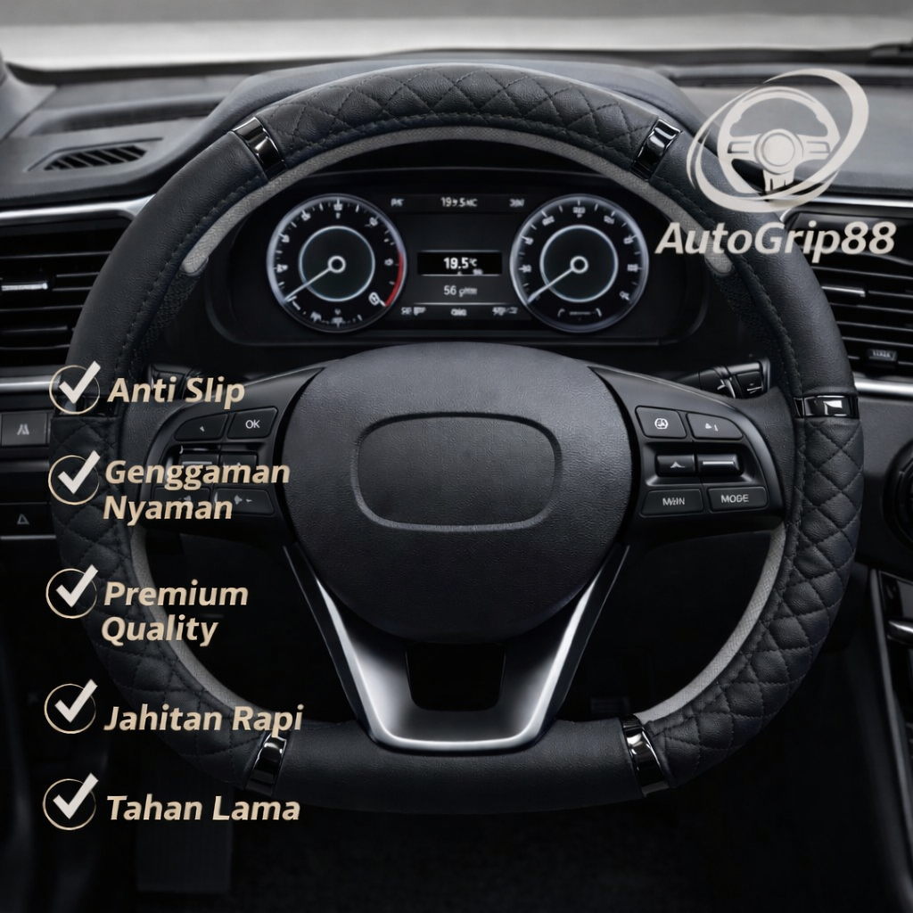 AutoGrip88 D Shape Sarung Setir Mobil Model D Shape Stir Mobil Bahan Kulit Premium