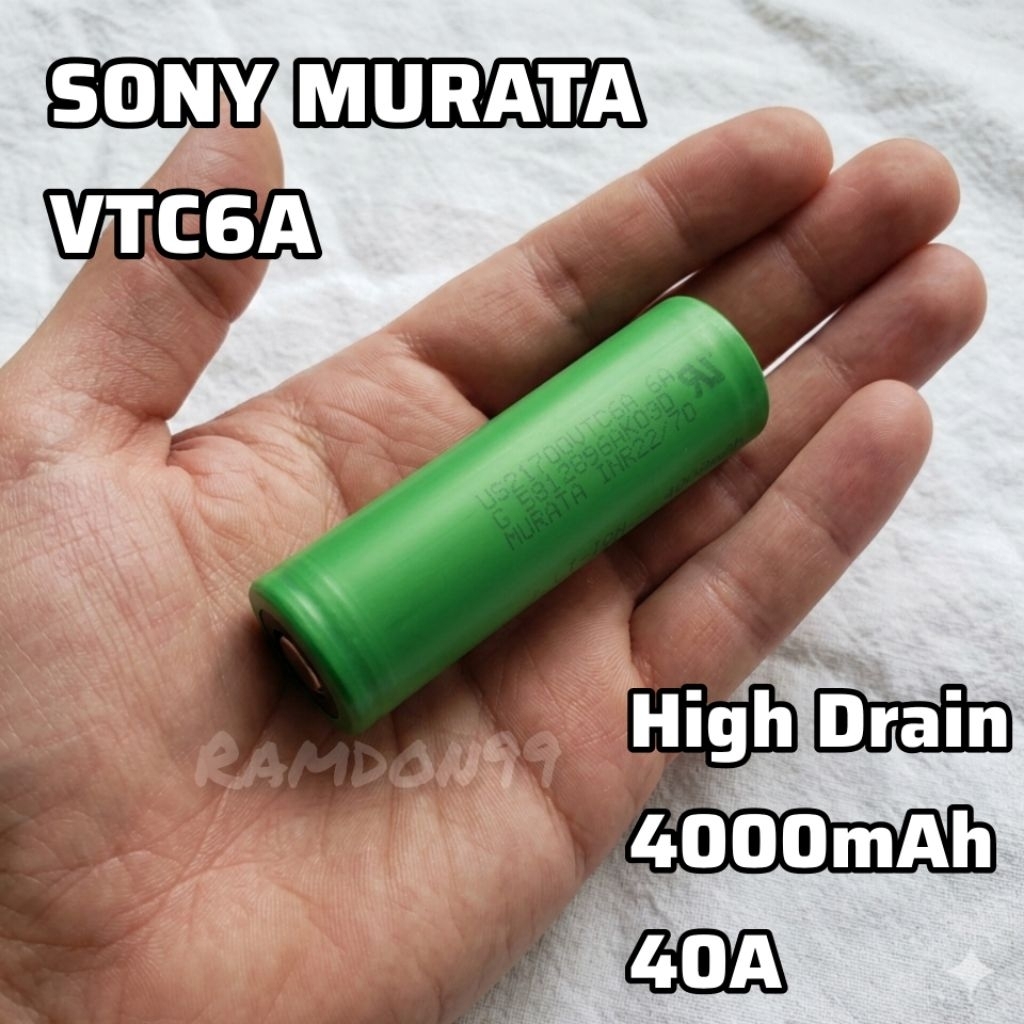 Baterai Sony Murata VTC6A 40A High Drain 21700 4.2V Original Copotan Molis
