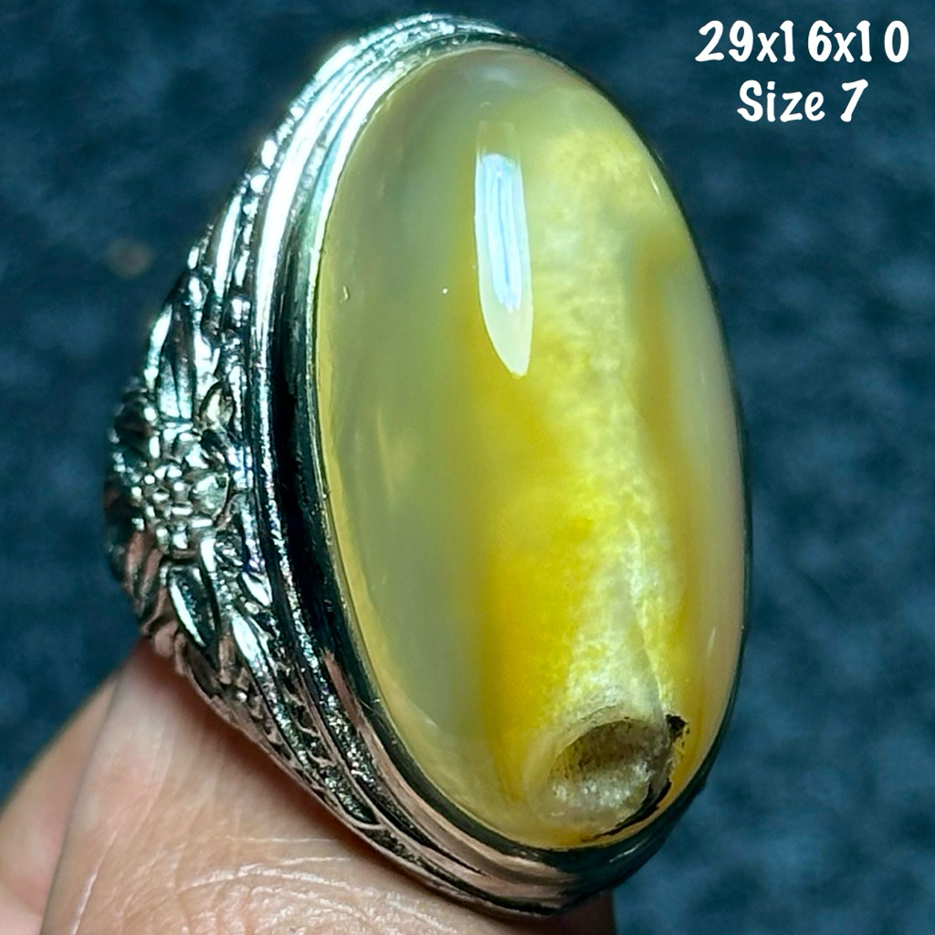 Cincin Batu Akik Natural Baturaja Sodo Lanang Combong Alami 3D Aquarium Kristal (asli alam)