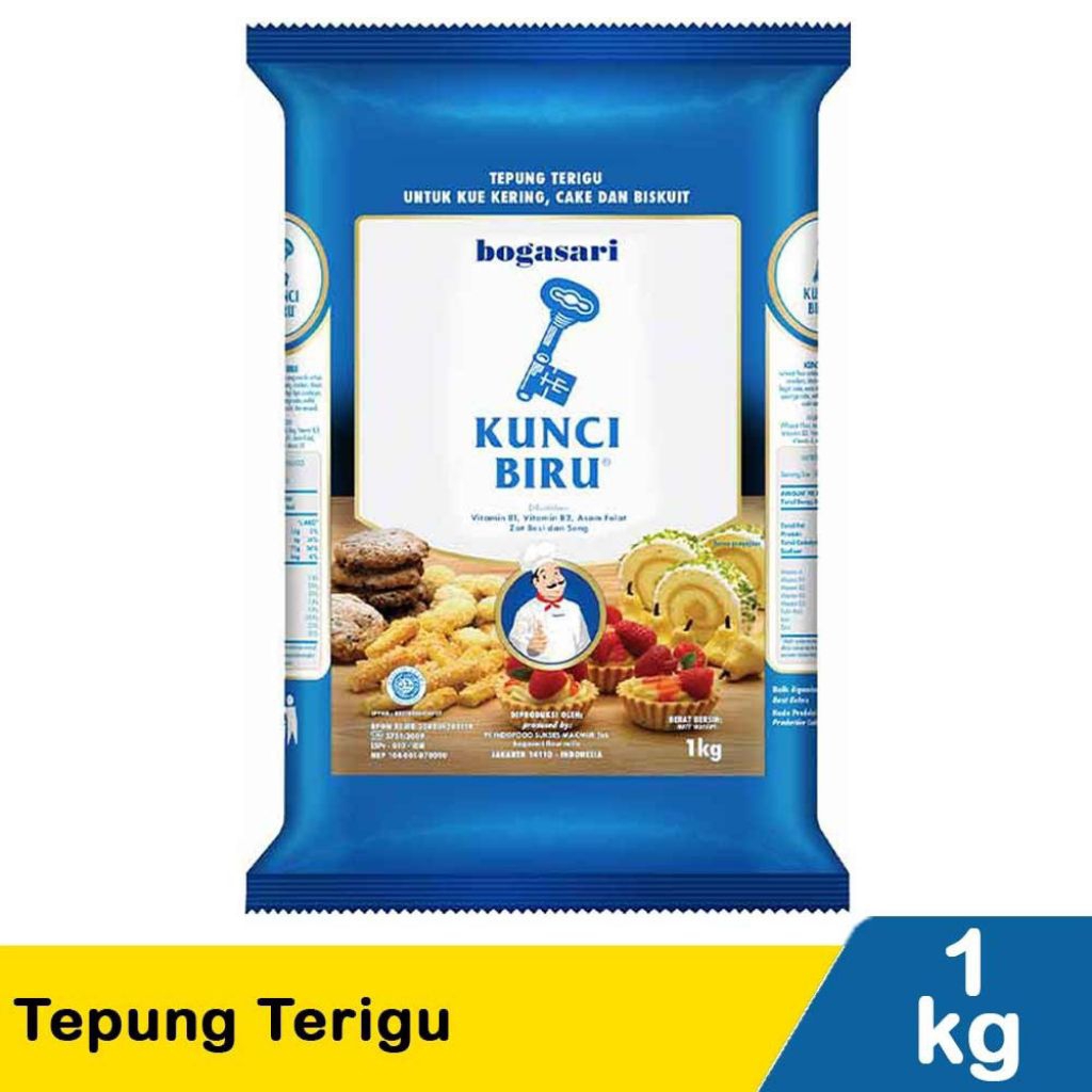 TEPUNG TERIGU KUNCI BIRU 1 KG PROTEIN RENDAH KUNCI BIRU