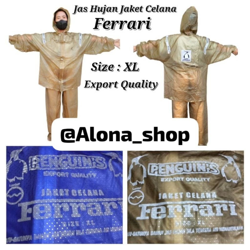 ( Jaket Celana Ferrari Penguin's ) Jas Hujan Jaket Celana FERRARI Penguins | Jas Hujan Setelan Jaket