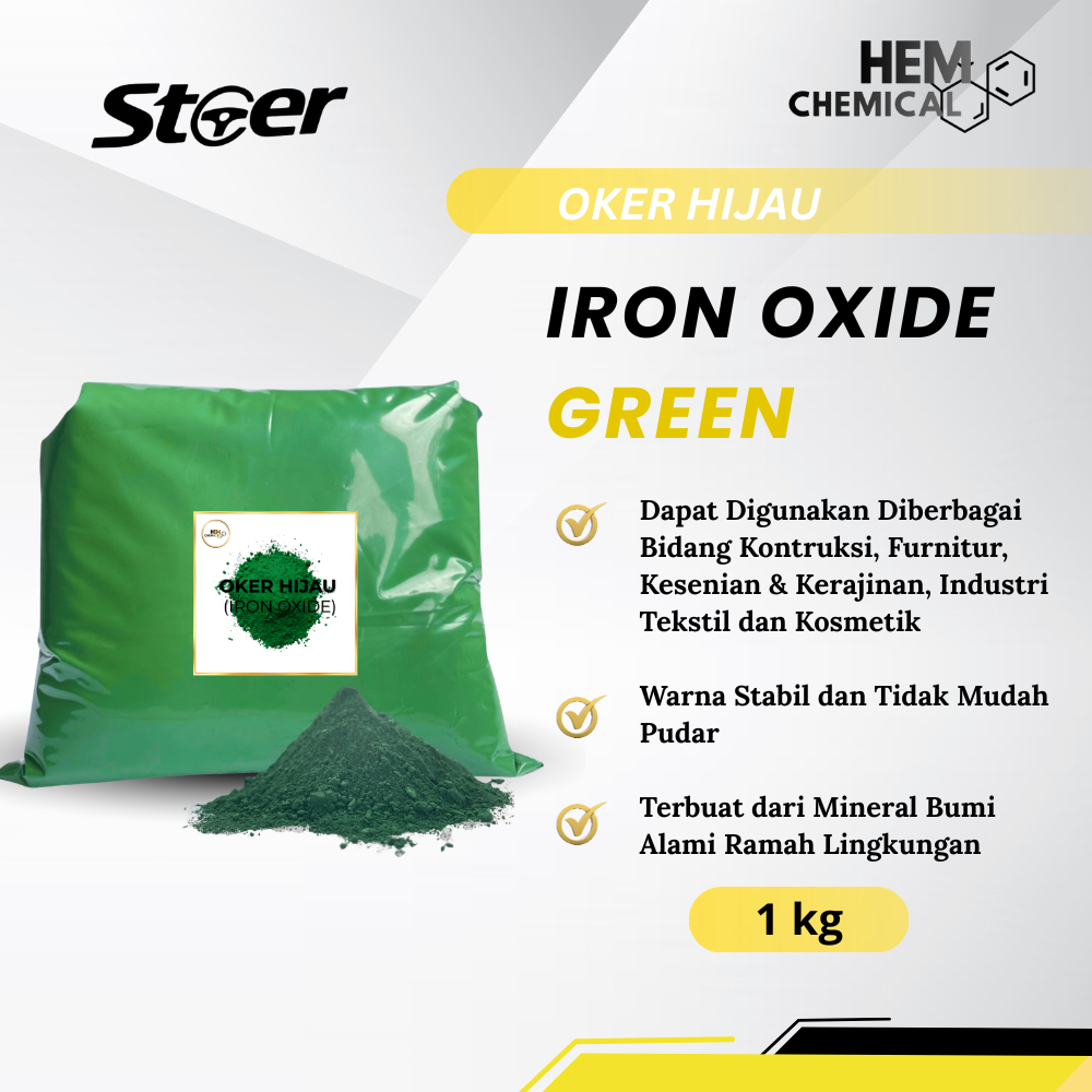 STEER - OKER HIJAU / IRON OXIDE GREEN / PEWARNA BUBUK HIJAU 1 KG