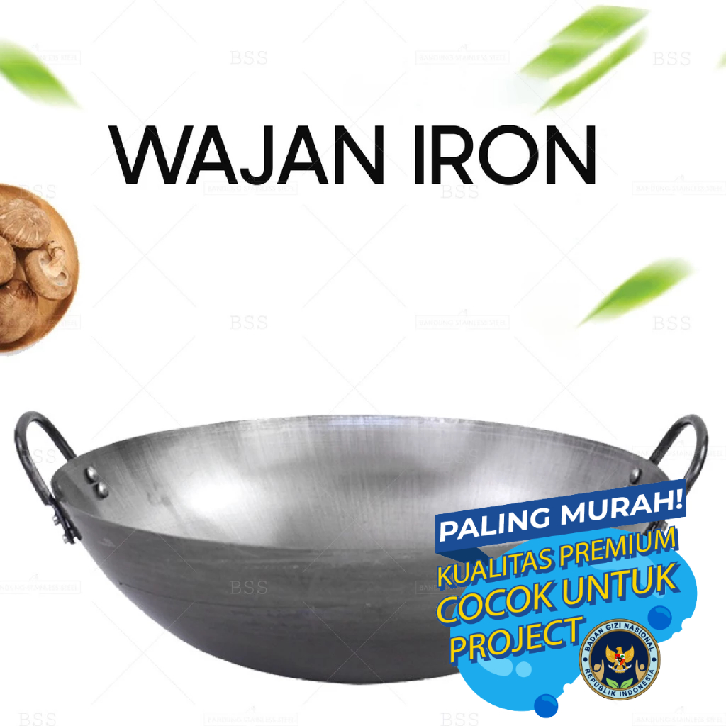 Wajan Besar Iron Besi Penggorengan 43cm 47cm 50cm Kuali Goreng Tebal