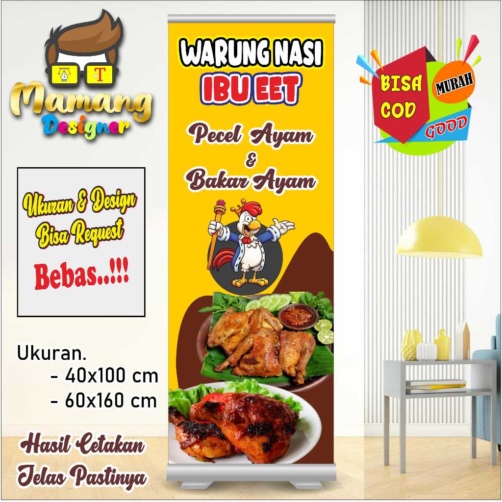 Spanduk Banner Custom Usaha Warung Nasi Ayam Goreng dan Bakar