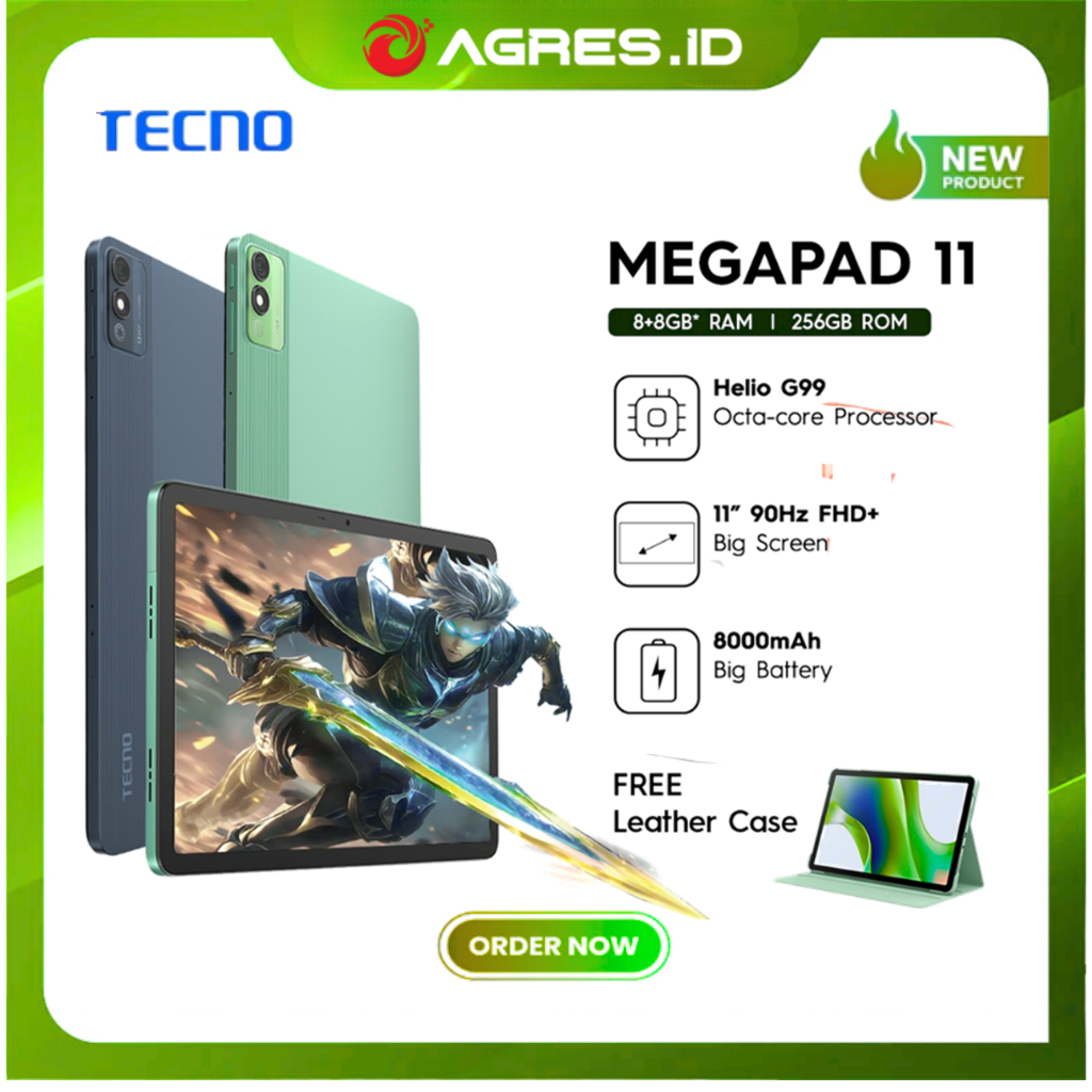 TECNO MEGAPAD 11 - RAM 8/256GB, 11inch Ultra Screen, Eye Care Mode, Sim Card + T-Flash, 8000mAh