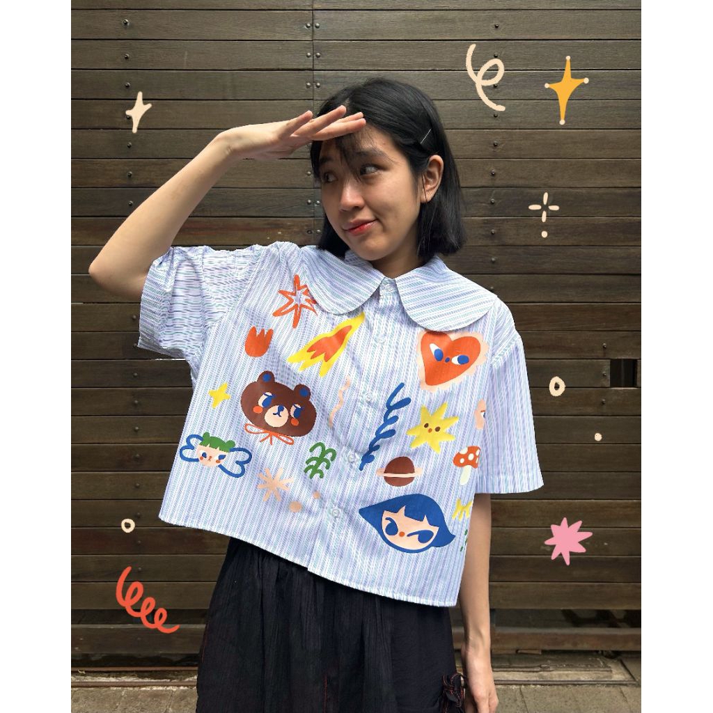 Work Hard Stay Cute Buttoned Shirt | Liunic on Things | Kemeja Peter Pan Collar