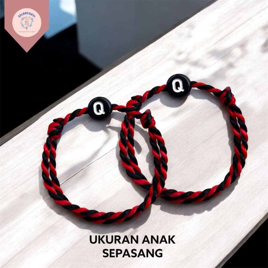 Gelang bayi gelang tridatu gelang tali 2 warna hitam merah free reques inisial