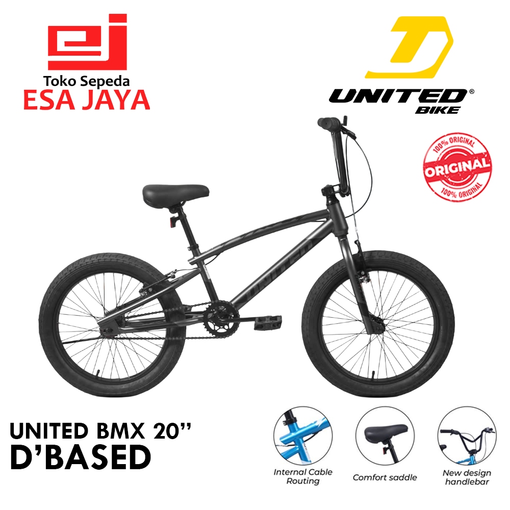BMX United DBased 20” Original Sepeda Freestyle Ban 2.40 Frame Hi-Ten Steel Kuat & Stylish