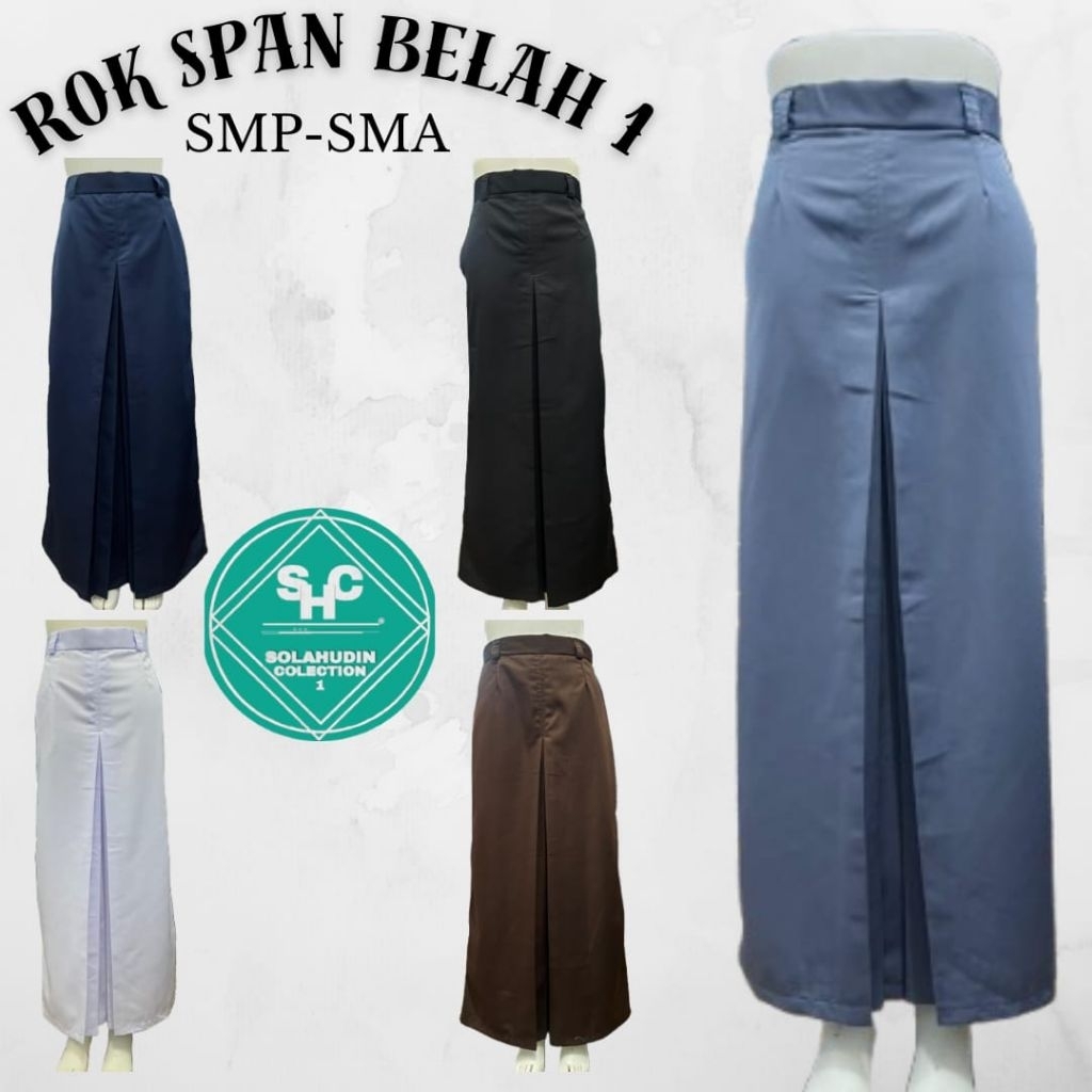 ROK SPAN BELAH 1 SEKOLAH SMP-SMA / ROK SPAN PANJANG KAIN TWIST LICIN LEMBUT MENGKILAP