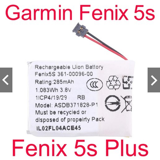 Batre Batrei Batrai Garmin Fenix 5s / Garmin Fenix 5s Plus / Fenix 5s+ / 361-00096-00 / 285mAh