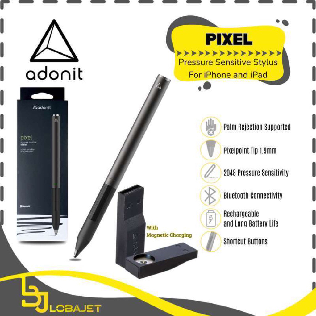 ADONIT PIXEL - Pressure Sensitive Stylus Palm Rejection - Pen Stylus Bluetooth untuk iPhone dan iPad
