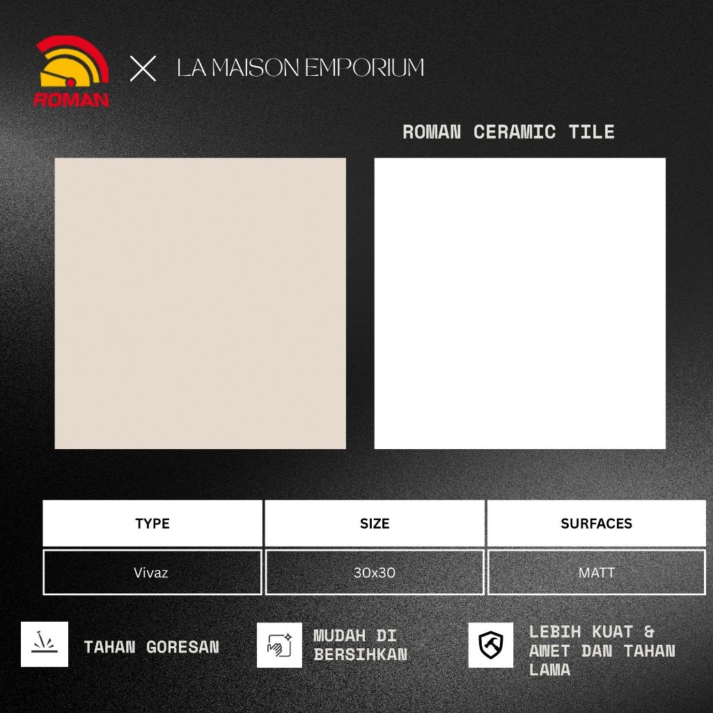 KERAMIK LANTAI DINDING ROMAN 30X30 VIVAZ WHITE CREMA / KRAMIK 30 PUTIH CREAM POLOS KULIT JERUK HALUS