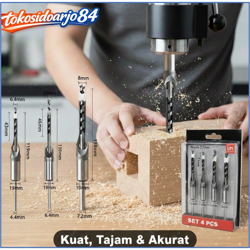 Mata Bor Pahat Kayu Set Lengkap Wood Drill Bit Chisel Set Alat Tukang Kayu