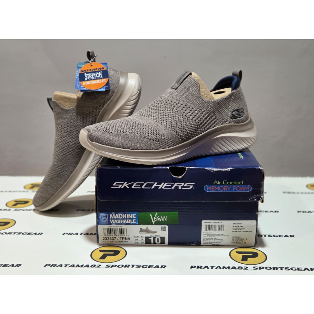 SIZE 43 ( 28 CM ) ORIGINAL ASLI SKECHERS ULTRA FLEX 3.0 DEMCHEK KNIT CASUAL WALKING SLIP-ON SEPATU P