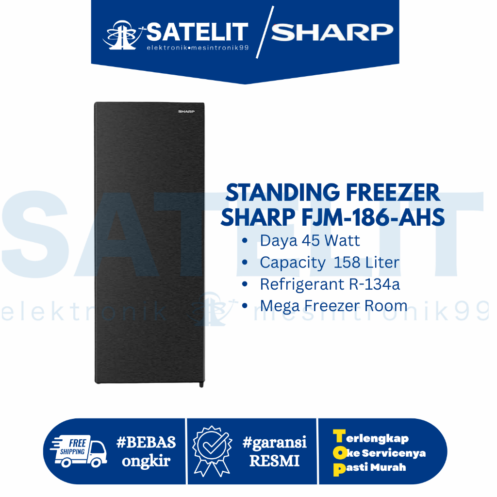 STANDING FREEZER SHARP FJM-186-AHS  –  Lemari Es Pembeku Daging Frozen Food Stand Freezer