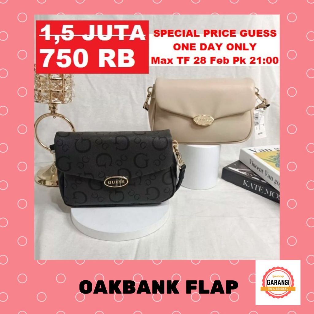 Tas Guess seri OAKBANK FLAP satchel bag 100% Original Store