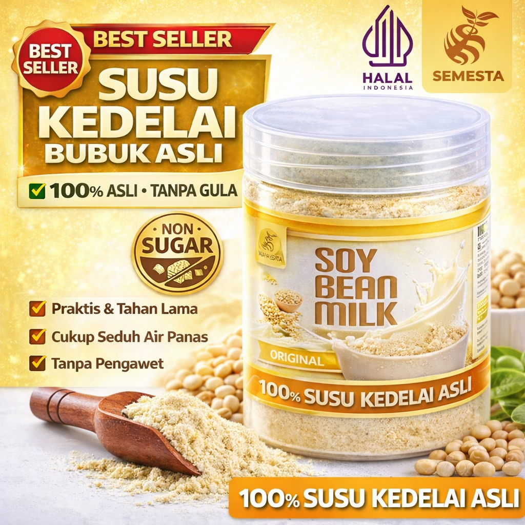 Susu Kedelai Bubuk 100% Asli Tanpa Gula | Soy Bean Milk Original Non Sugar