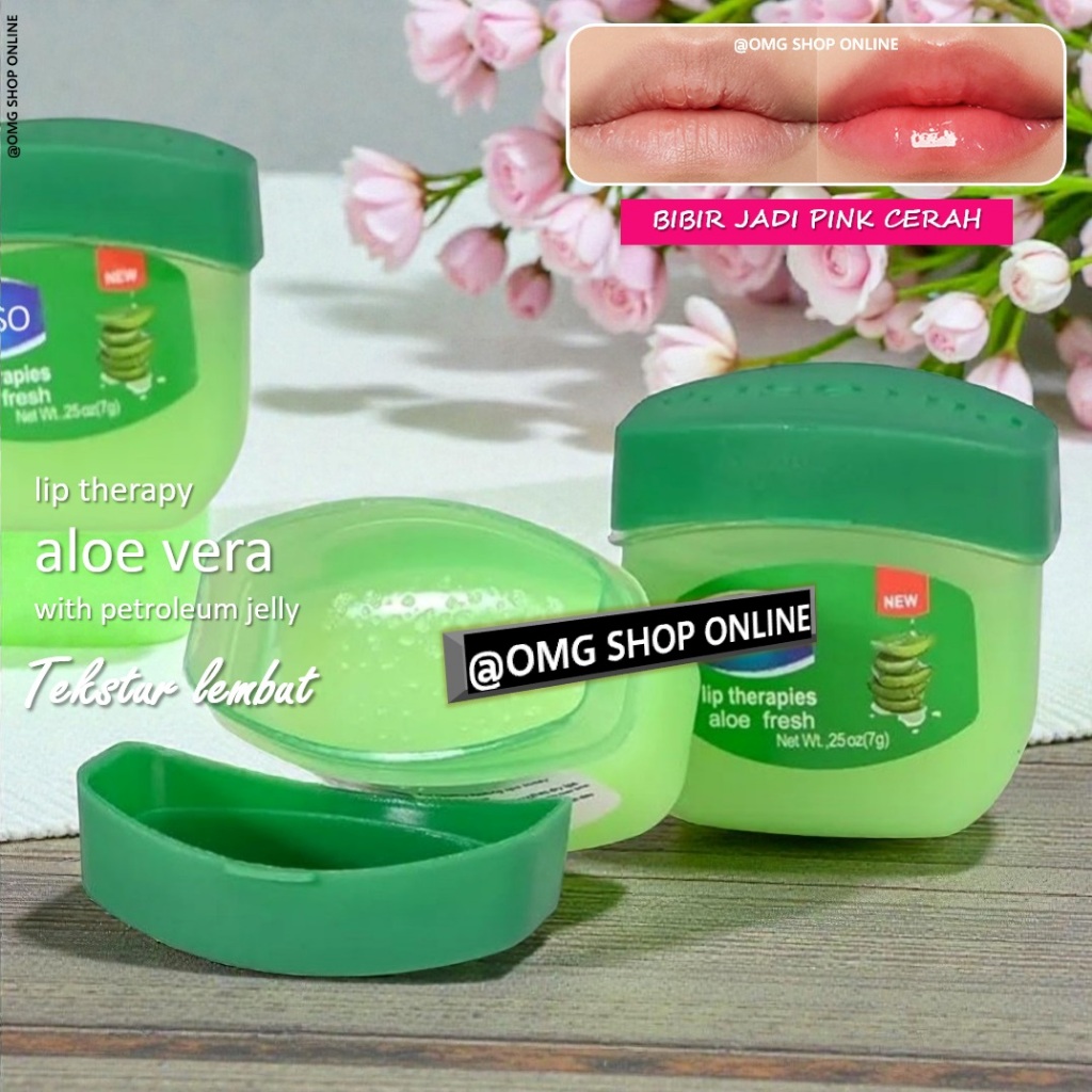 Petroleum Jelly Lip Therapies Aloe Vera SOFT PINK ALAMI / Lip Balm Pelembab Bibir Pemerah Bibir Pink