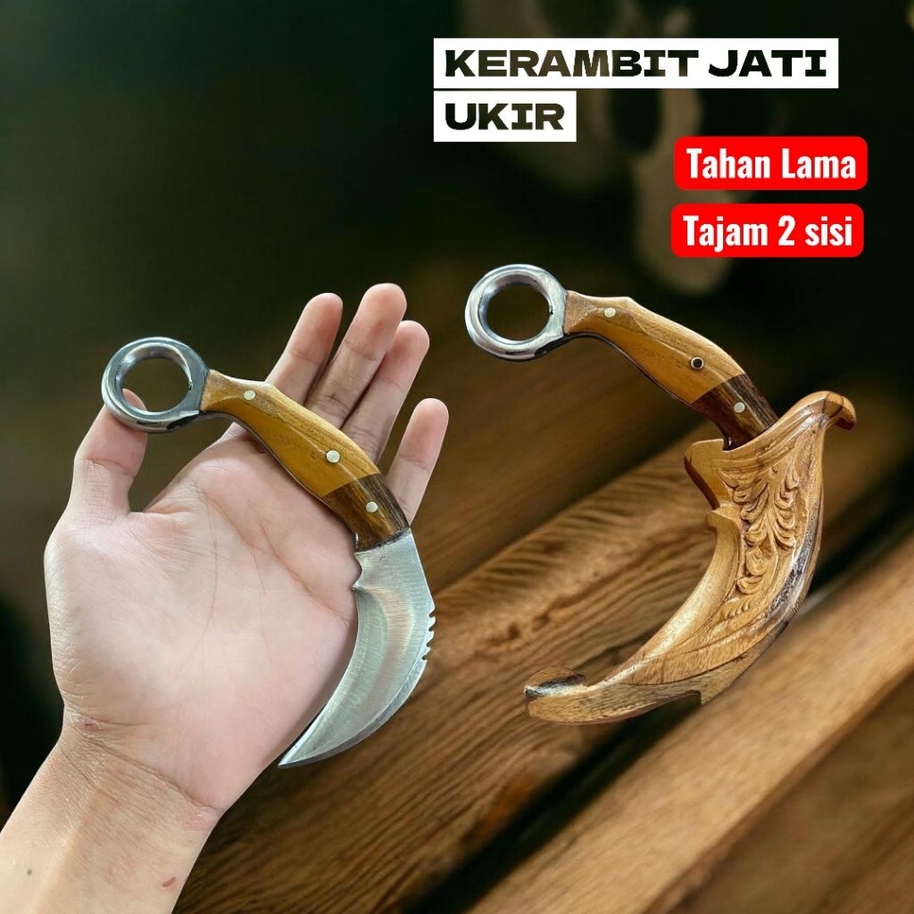 Kerambit Ekek - Krambit Elang Baja Per Kayu Jati Tajam 6.5cm