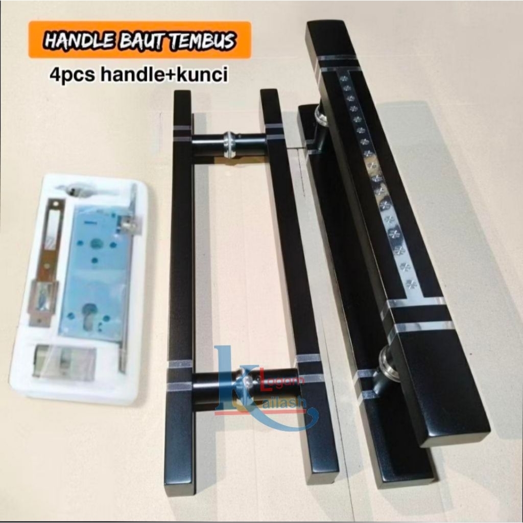 Paket Hemat Handle Pintu Baut Tembus Set Kunci || Gagang Pintu Baut Tembus