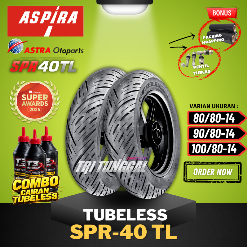 [READY COD] BAN ASPIRA TUBELESS / BAN TUBLES ASPIRA MAXIO SPR40 TL RING 14 / BAN LUAR ASPIRA RING 14