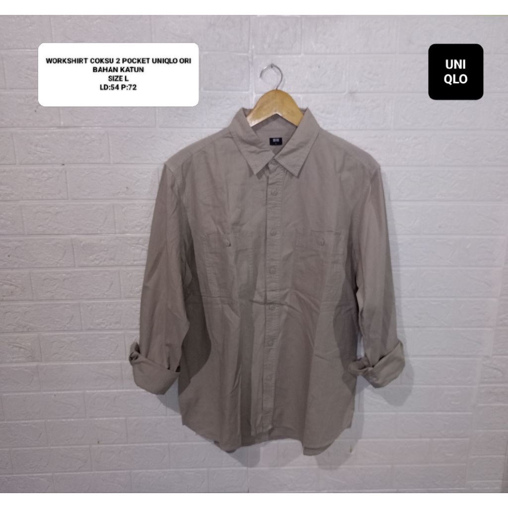 KEMEJA WORKSHIRT COKSU 2 POCKET UNIQLO ORI SIZE L