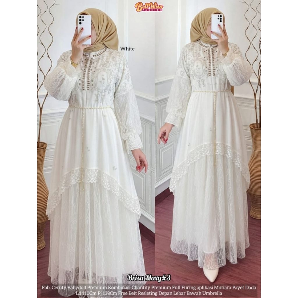 Shahita Dress 13 Wanita | Dress Muslimah Pesta Elegan Inner Jersey + Outer Tile Bordir Brukat | Dres