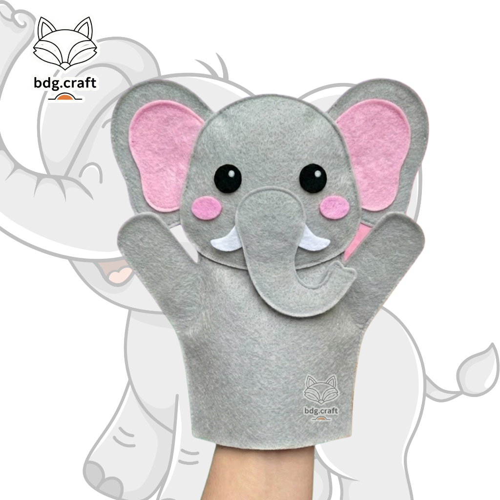 bdg craft boneka tangan binatang gajah