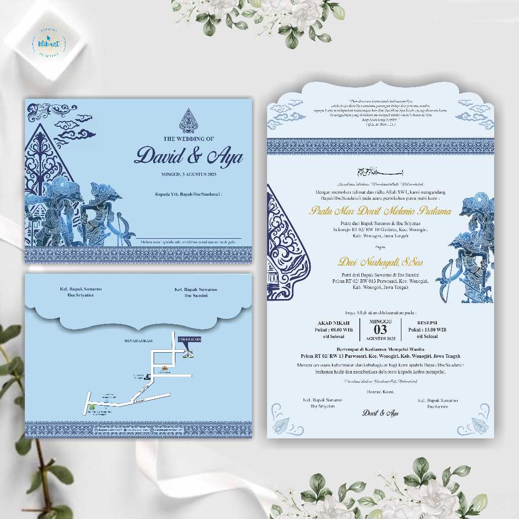 Undangan Pernikahan Softcover Brieft  BC Lipat 3 Free Foto dan Custom Desain