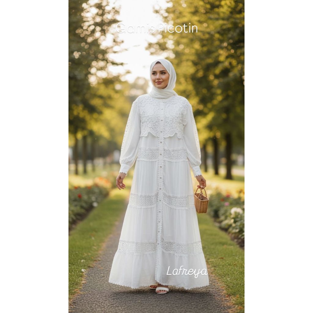 Cleome Lafreya Gamis Picotin Silver Hasna Fashion Muslim Wanita LFY