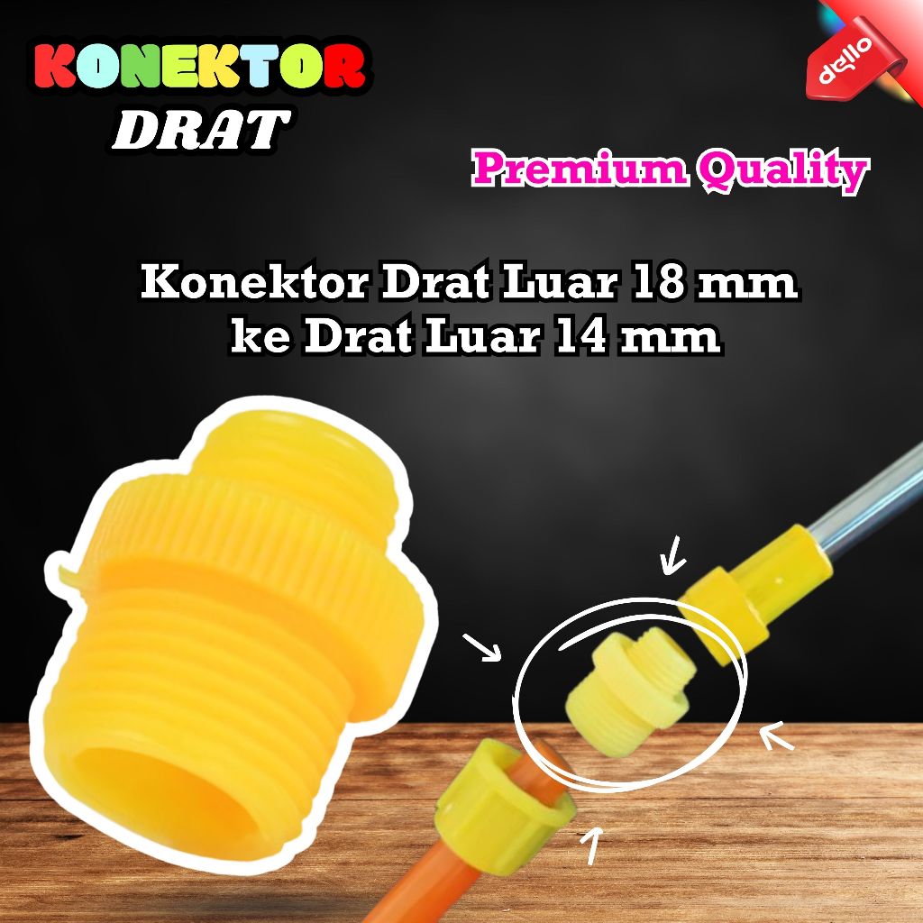 SOCKET KONEKTOR 18MM DRAT LUAR KE 14MM DRAT LUAR/ KONEKTOR STIK PANJANG KE SELANG SPRAYER ELEKTRIK D