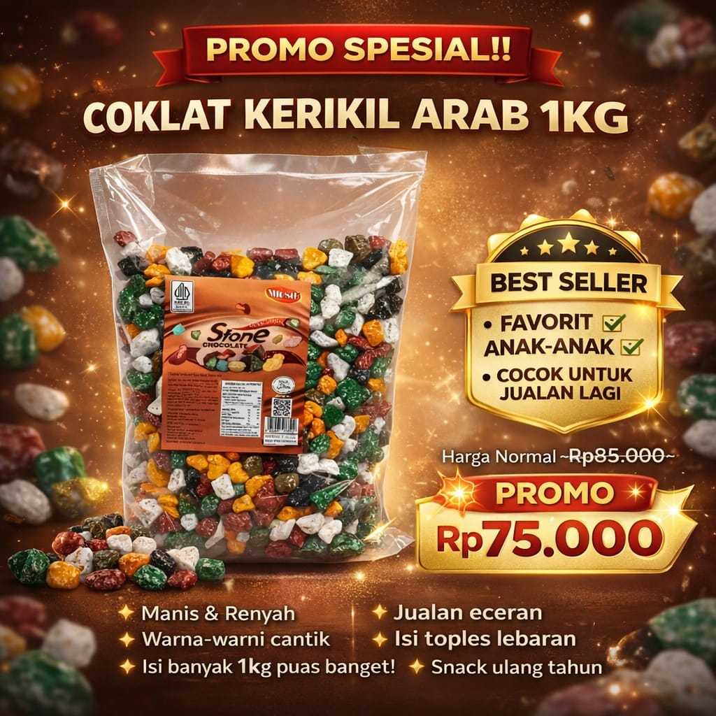 Coklat Kerikil Arab 1 Kg (Coklat Kerikil Mr.Sif) Permen Coklat Arab Batu Kerikil | Original Renyah