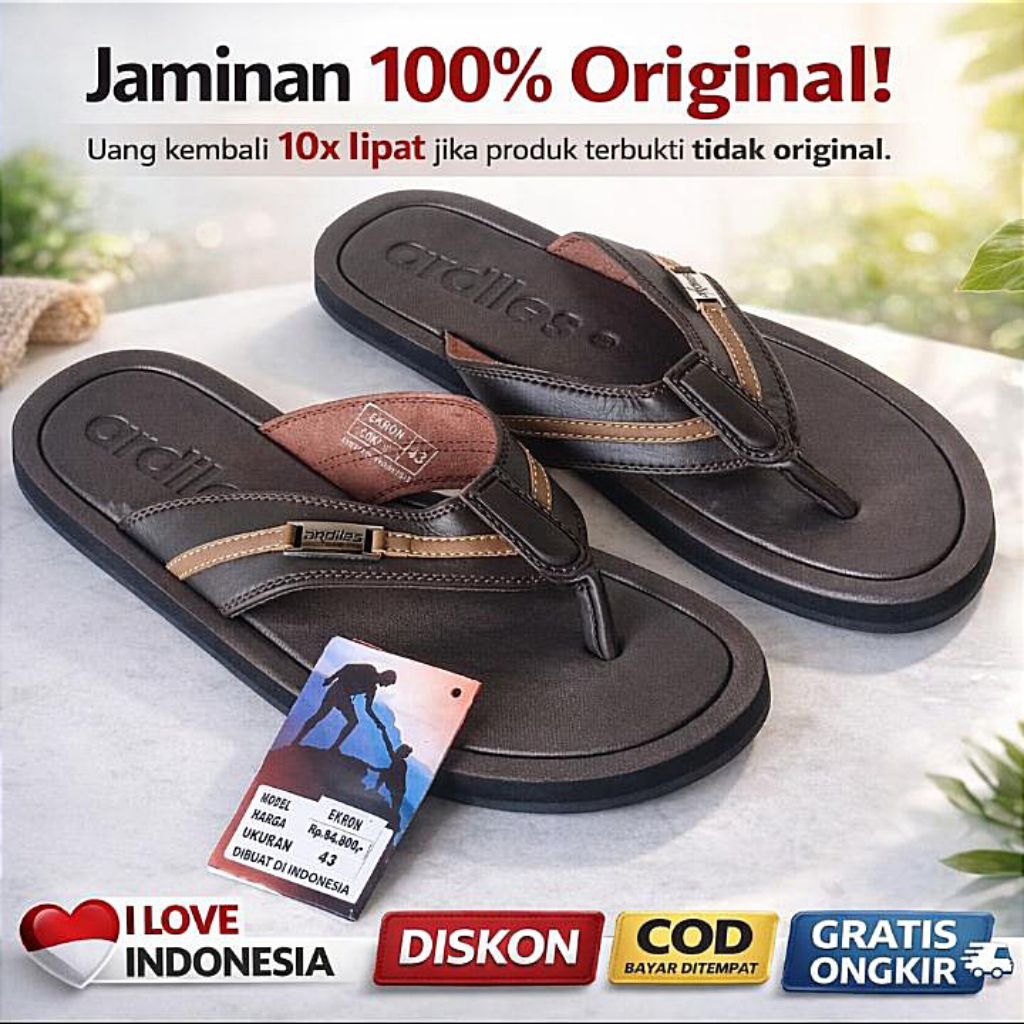 ORIGINAL sandal ardiles EKRON size 38-43 / sandal cowok pria dewasa jepit kulit keren gaul original 