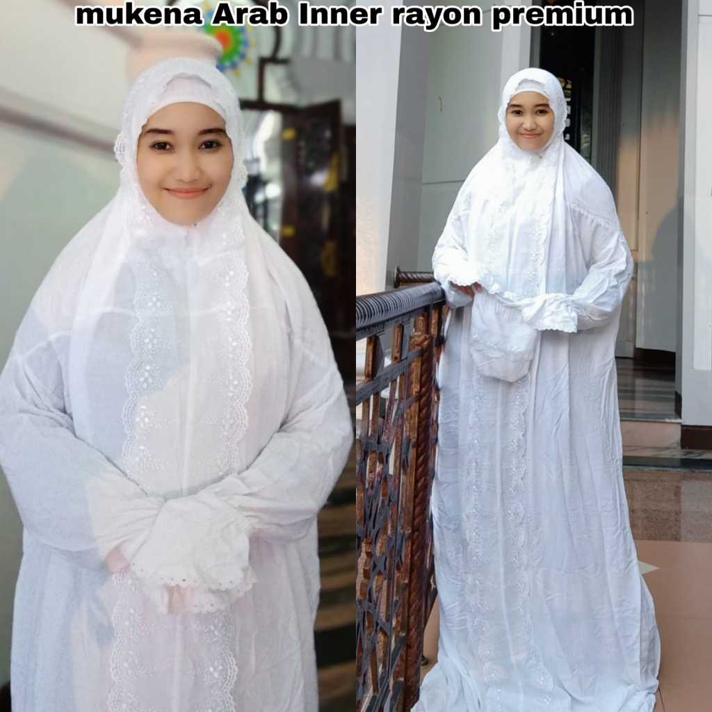 (COD) Mukena Terusan Arab Rayon Premium Plus Inner Ciput Menyatu/Mukena Lajuran Dewasa Jumbo Murah C